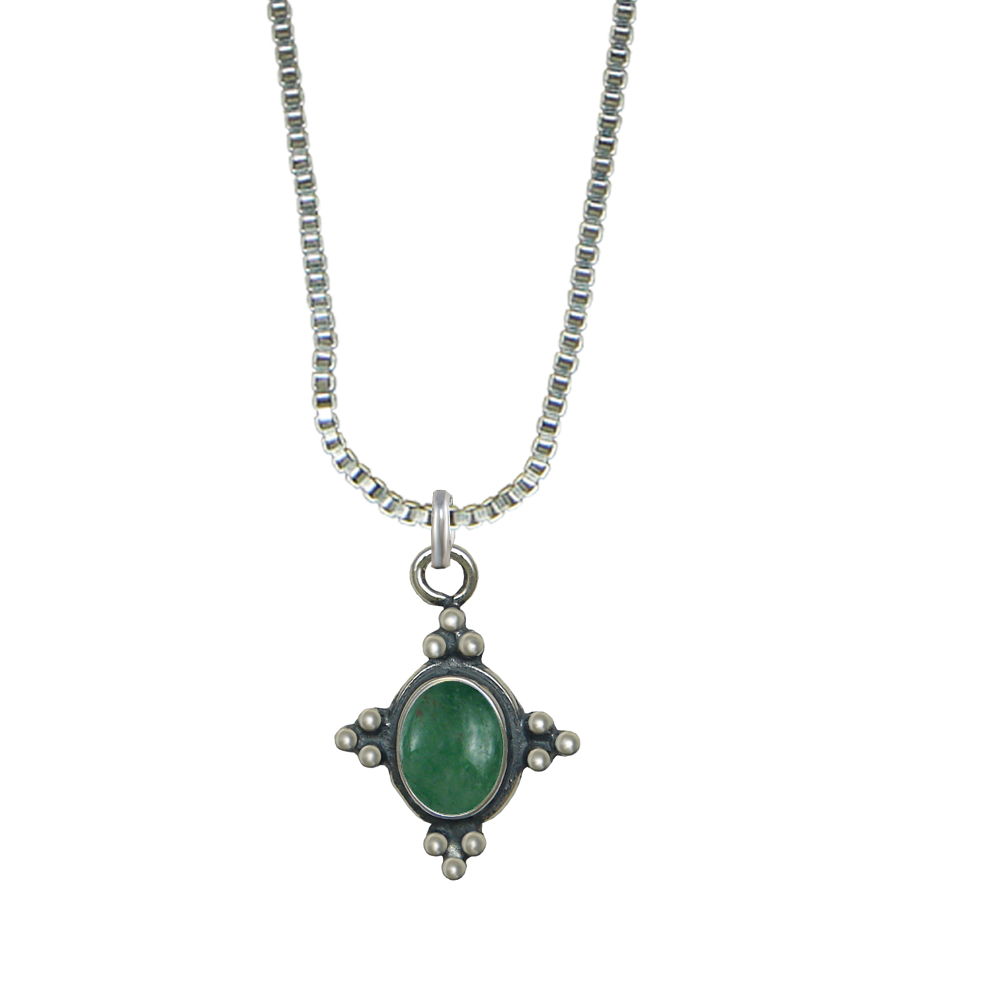 Sterling Silver Little Black Jade Pendant Necklace